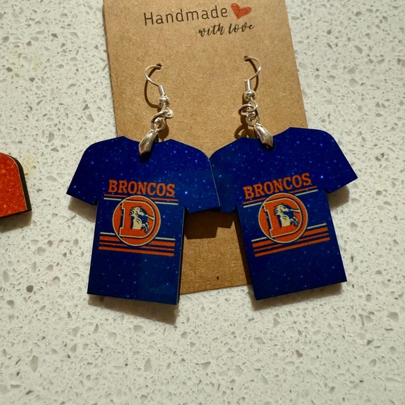 Denver Broncos Earrings | Lightweight Nickel-Free Double-Sided Handmade - Picture 1 of 3